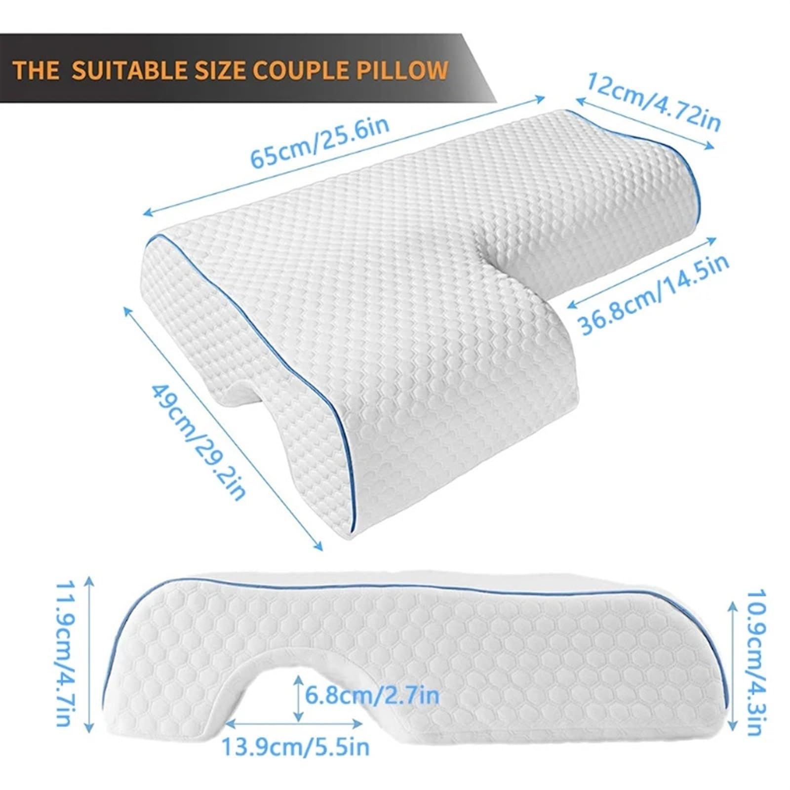 Almohada De Espuma Con Memoria Almohada de espuma viscoelástica Almohada for parejas con reposabrazos Espuma viscoelástica Anti presión de las manos Alivio del dolor de cuello Cojín cervical for dormi