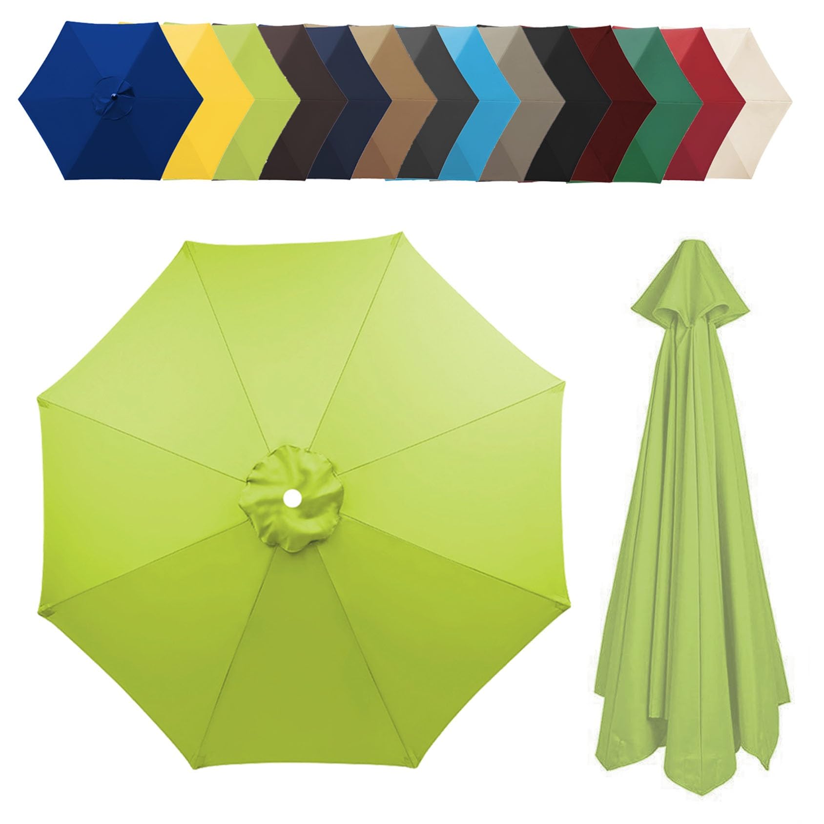 Replacement Parasol Canopy - 200cm/6 Ribs, 270cm/6 Ribs, 300cm/6 Ribs, 270cm/8 Ribs, 300cm/8 Ribs - Parasol Canopy Cover Replacement Parasol Fabric Cover For Garden Umbrella(Color:Grass green,Size:6 r