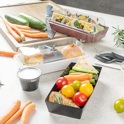 Miniatura 10 de Matsuri Vision - Bandejas de sushi de 7 x 2.8 x 1.4 pulgadas, 100 cajas de embalaje de sushi a prueba de grasa, tapas se venden por separado,