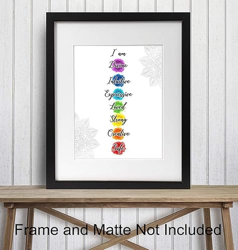 Miniatura 2 de Chakras Wall Art Decor - Inspirational Motivational Zen Buddhism Room Decoration for Spa, Bedroom, Bathroom, Office - Meditation Gifts for Women,