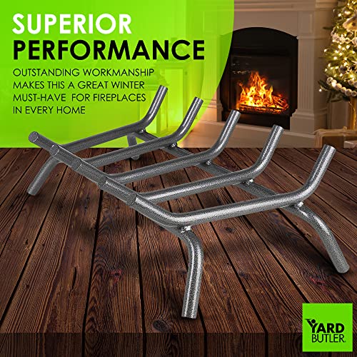 Yard Butler Heavy Duty Steel Fireplace Grate - Fireplace Log Holder For Indoor & Outdoor Fire Pits, Fireplace Racks With 3/4" Thick Solid Steel Bars & 22" Long Grates, Ifg-5 Fire Pit Tools, Silver #TOP1