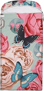 DreamBay Saco de dormir para adultos, rosas, borboleta, 3 estações, impermeável, para acampamento, mochilão, caminhadas, sacos de dormir leves para clima frio para homens e crianças
