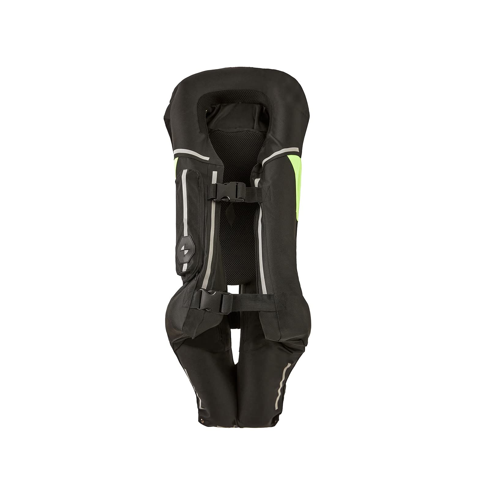 Chaleco con airbag para Motocicleta, Chaqueta Protectora Inflable para Carreras, Alta Visibilidad con Cartucho de CO2 (Negro L)