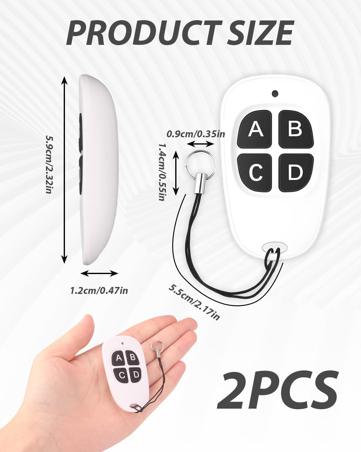 Telecomando Universale Cancello 433.92 MHz 2 Pezzi Clonazione Garage Porta Telecomando Chiavi a Quattro Canali Codice Fisso Bip 50M Lunga Distanza Duplicatore Senza Fili Clonazione