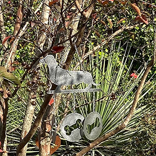 Kakeii Dachshund Wind Chimes for Outside Hanging Outdoor Decor, Bird Dog Metal Wind Chimes with 4 Metal Tubes, Handworks Windchime for Garden Yard Patio Lawn Decorations (Dachshund)