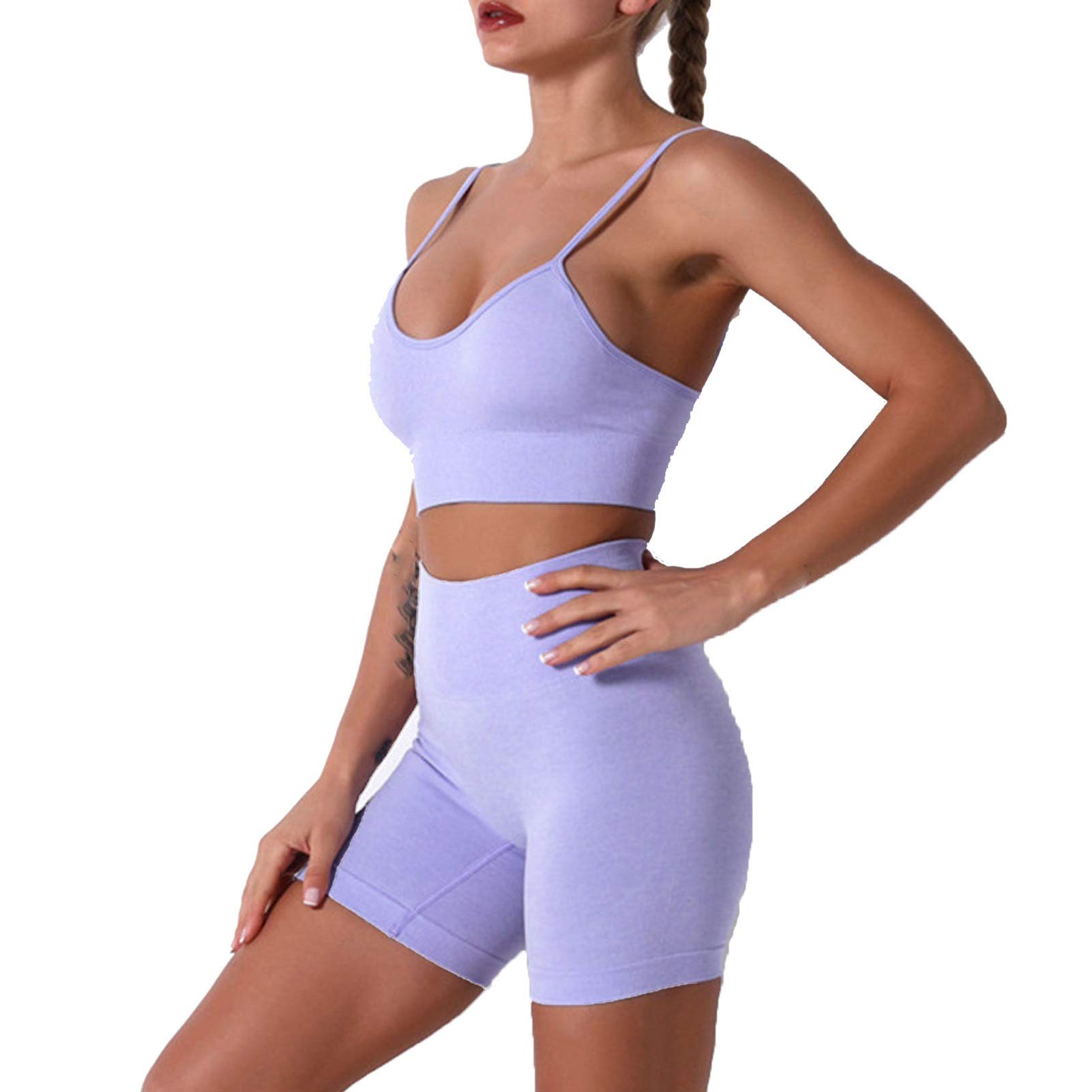 Damski dres sportowy do jogi, dres treningowy, damski zestaw treningowy, 2 sztuki, wysoka talia, cienkie spodenki do jogi, legginsy, seksowne spaghetti, biustonosz sportowy, strój do joggingu, fitnessu