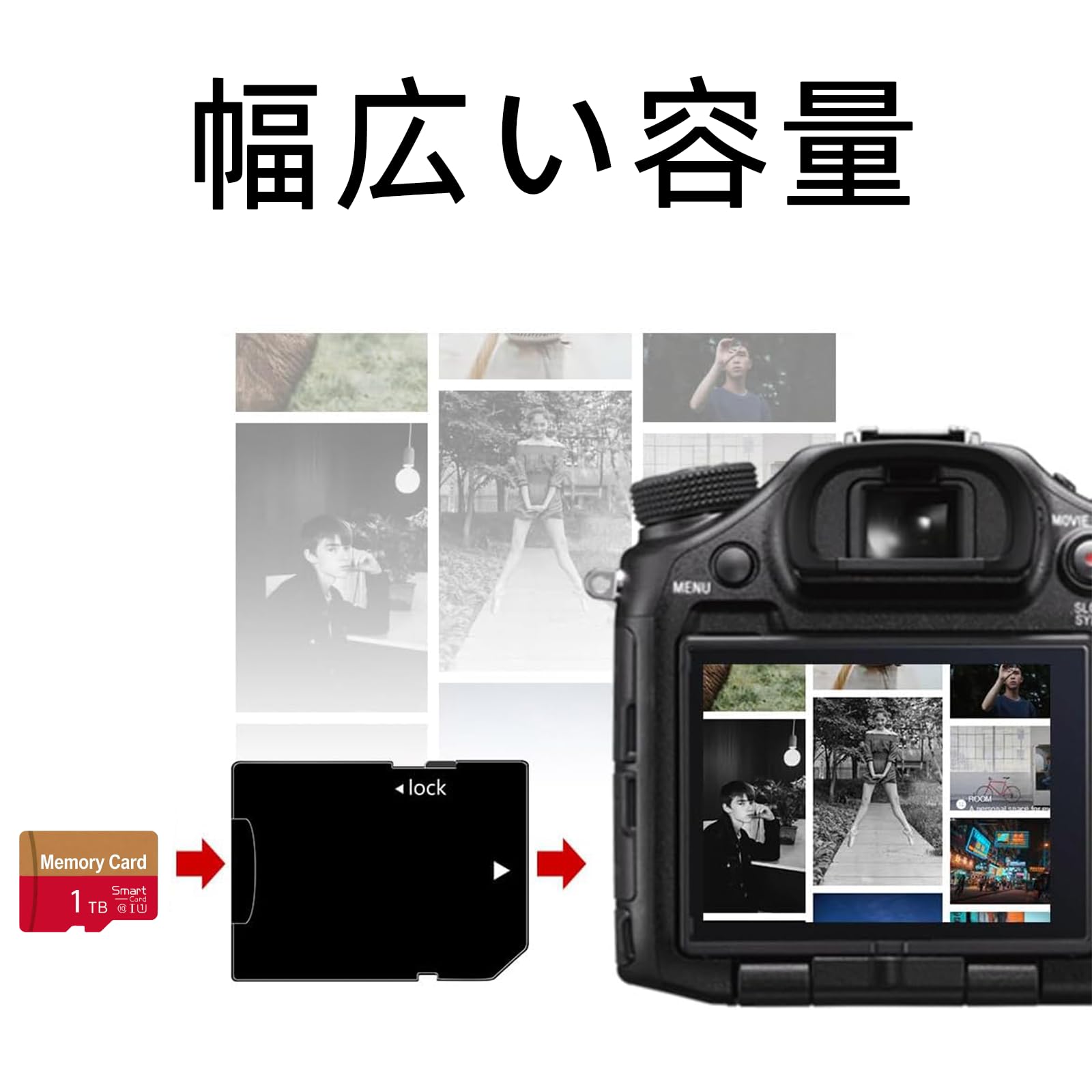 1024GB micro sdカード 高速データ転送 ミニSDカード メモリケース付き SD変換アダプタ 対応 TFカード - 4