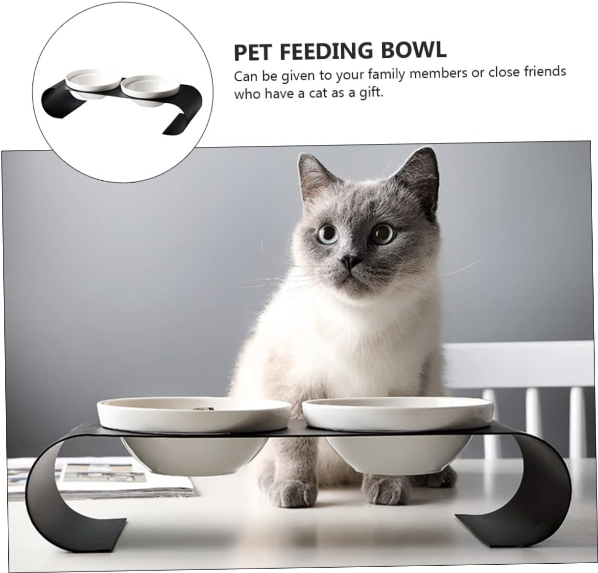 Heightened Cat Bowl Pet Water Food Bowl Iron Bracket Design Stable Raised Cat Food and Water Dish