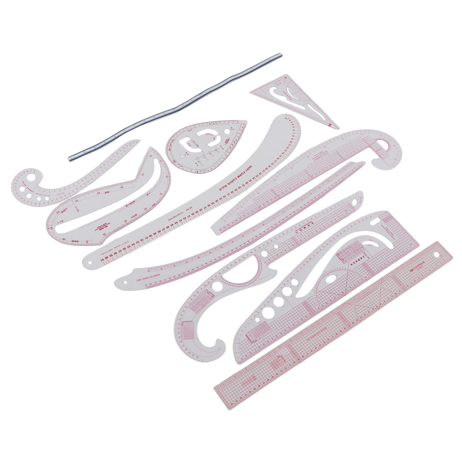 Set di 11 righelli da cucito di alta qualità, multiuso, scala trasparente, strumenti di misurazione ad alta precisione, flessibili, durevoli, in plastica, per quilting, per