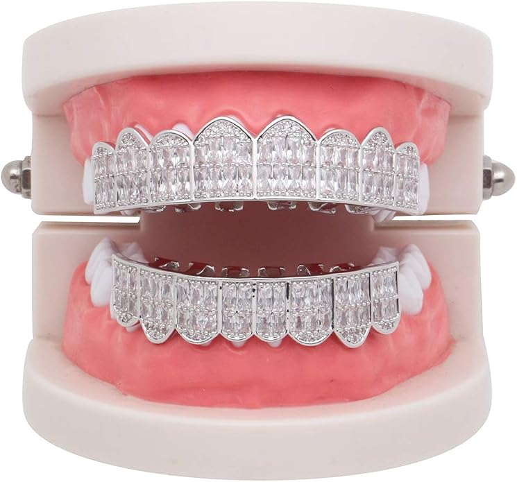 Juego de Grillz para dientes chapado en oro 18K set miniatura 4