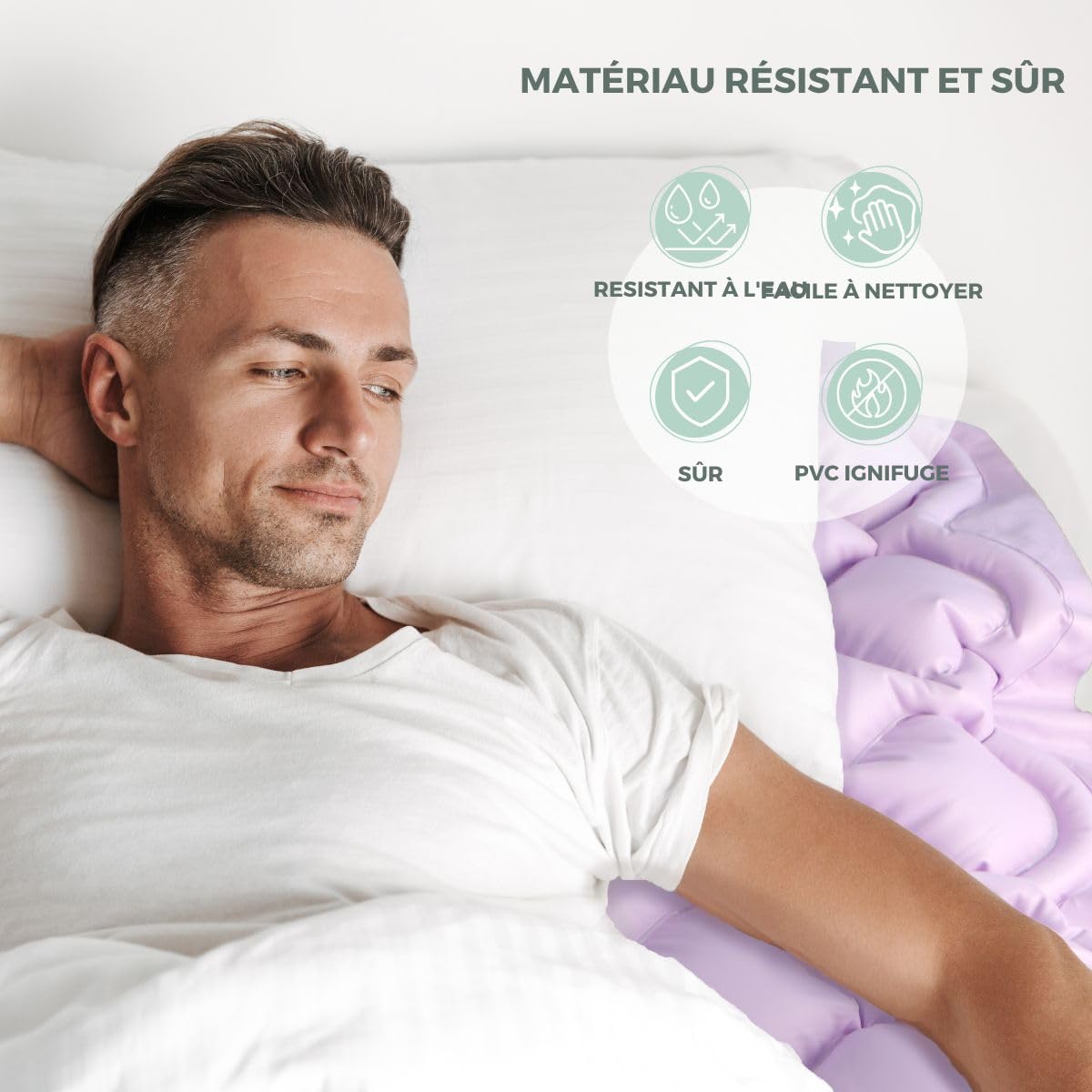 Mobiclinic® Matelas Anti-escarres à air alterné, Moteur Silencieux, Mobi 1, Télécommande, 200 x 90 x 7 cm, Kit de réparation, Convient aux Lits articulés, 130 cellules, Lilas