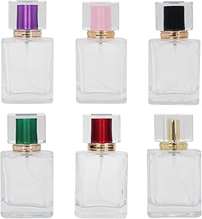 Frasco de perfume de 50 ml, frasco de perfume de vidro, 6 peças, frasco de perfume recarregável, frasco vazio, pulverizador de perfume, frasco de perfume vazio