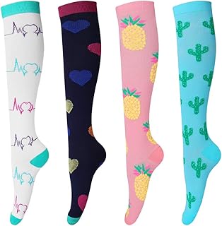 ONESING 4 Pairs Compression Socks for Women Compression Socks Men Running Stocking Compression Stockings Fashion Cute Compression Socks Women Thermal Socks Ski Socks(S/M Size)