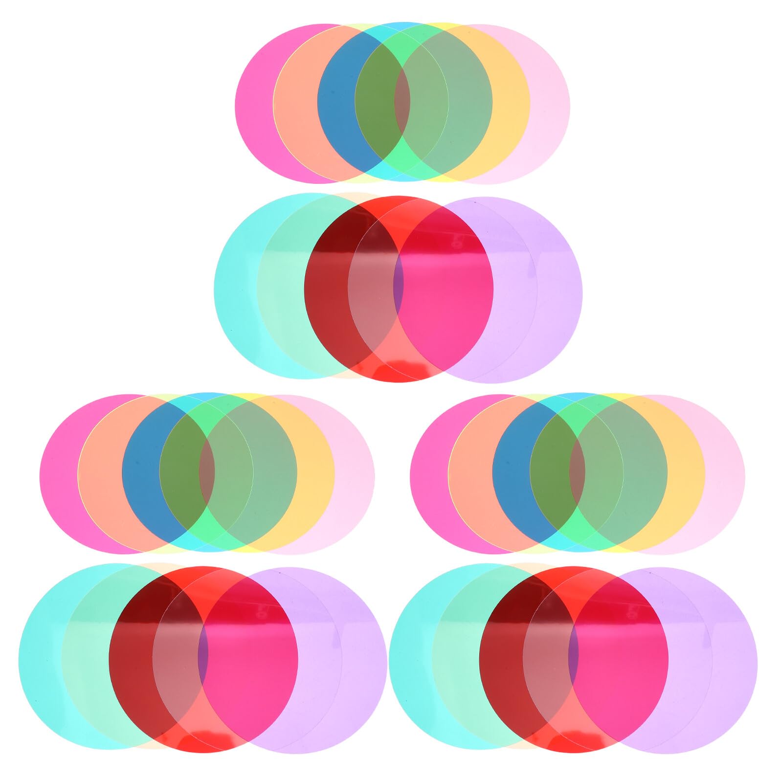 MERRYHAPY Filtres Gel Colorés Correction Lumière pour Photographie et Éclairage, 30 Feuilles PVC Rondes 12 Cm, Polyvalent Professionnel, Protection Double Face, pour Studio et Scène