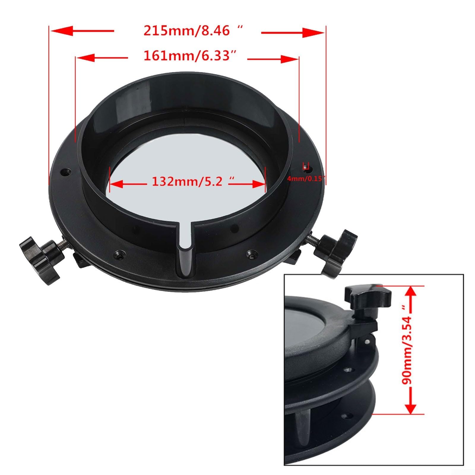 Oblò rotondo per barca, 216-265 mm, con raccordi in acciaio inox, per ventilazione marina a vela, nero (265 mm)