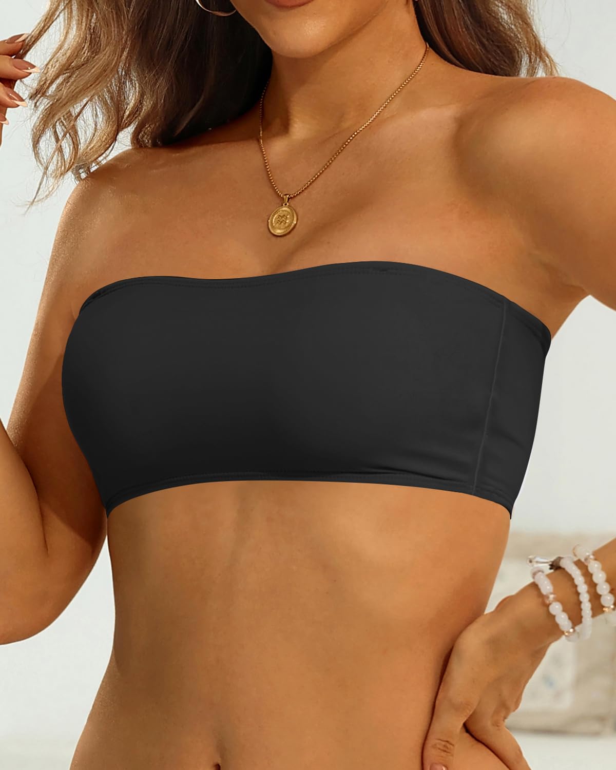Aqua Eve Trägerloses Bikinioberteil für Damen, Bandeau-Badeoberteil, Tube-Top, Badeanzug-Oberteil