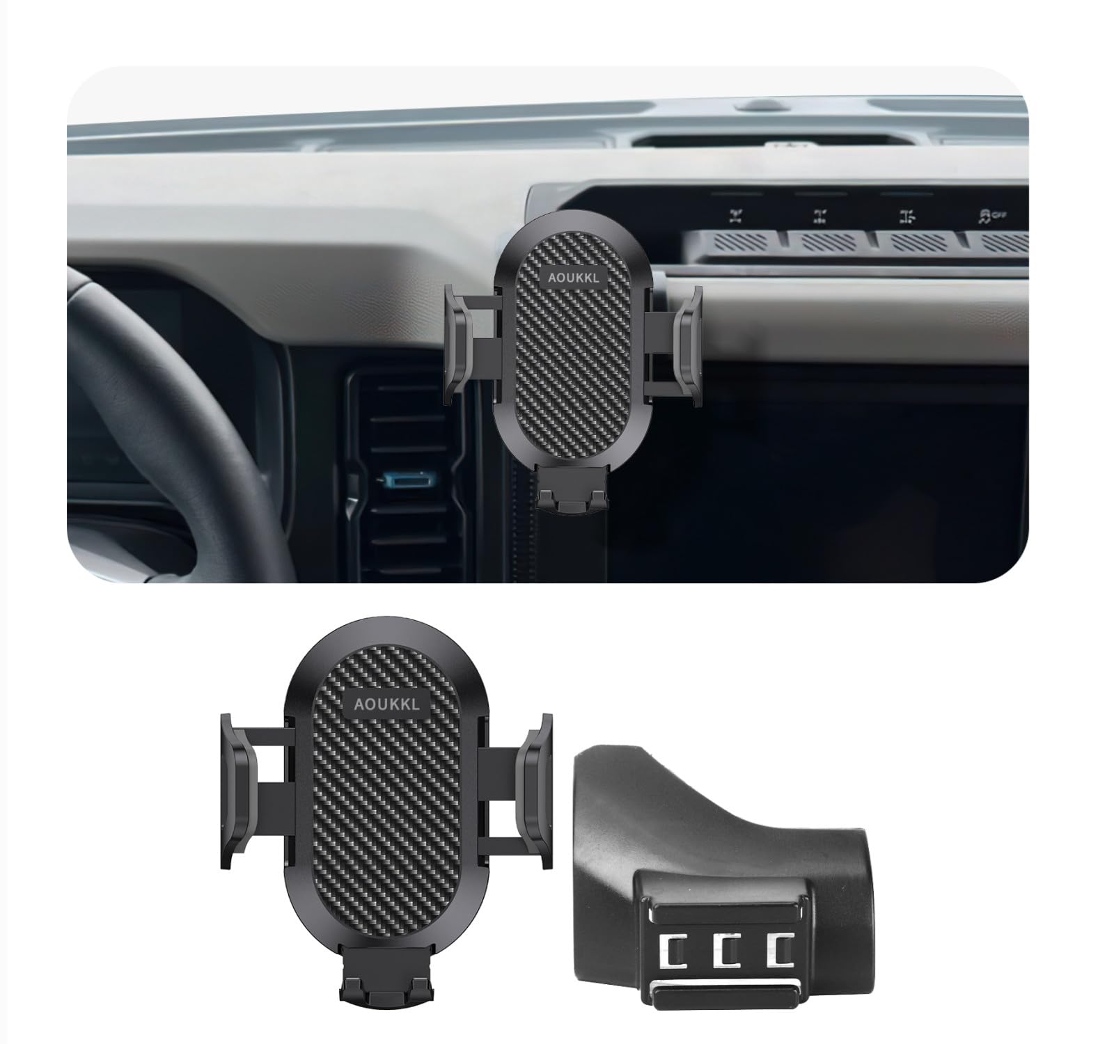 AOUKKL Car Phone Holder Fits for Ford Bronco 2021-2025 Accessories,Thick Cases Friendly,Cell Phone Mount for 4-7 in Phones,360 Degree Rotation,Easy to