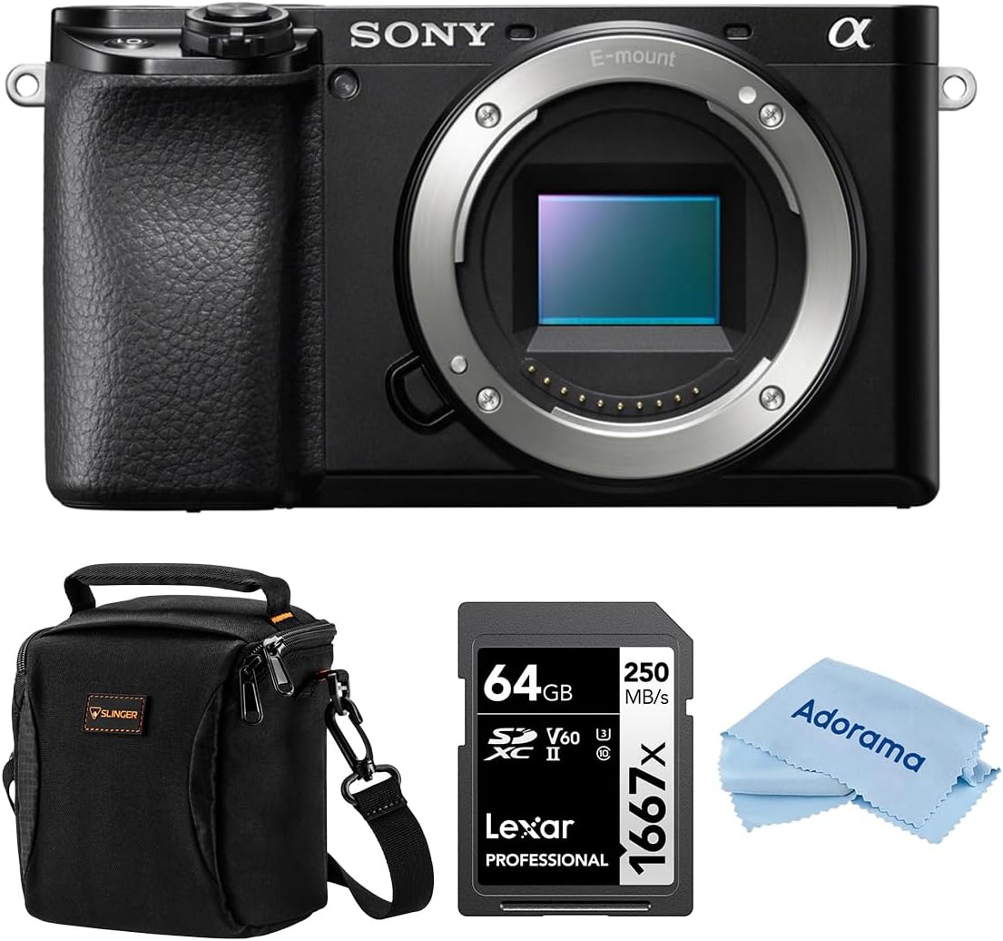 Sony Alpha a6100 Mirrorless Camera, Bundle with 64GB SDXC Memory Card and Shoulder Bag