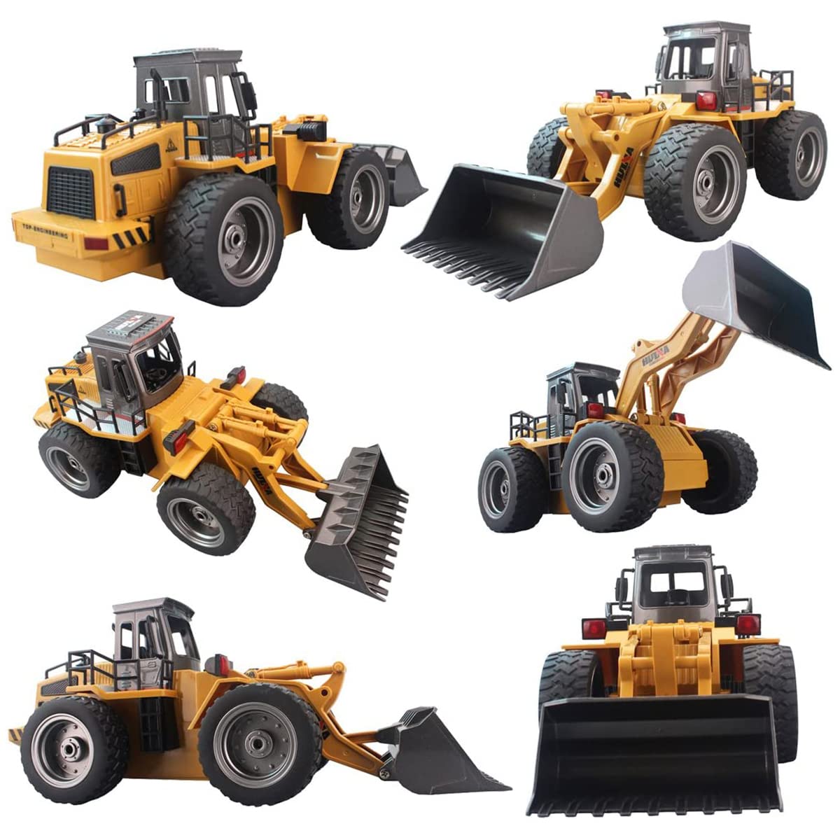 fisca Excavadora de Control Remoto, Bulldozer 1:18 de 6 Canales, Vehículo de Construcción 4WD de 2,4 GHz con Luces y Sonidos