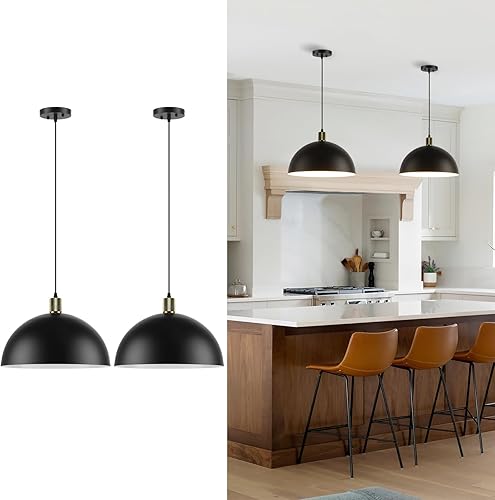 Miniatura 8 de Lámpara colgante negra de granja, paquete de 2 lámparas colgantes industriales vintage, jaula de alambre de metal, iluminación colgante con cadena