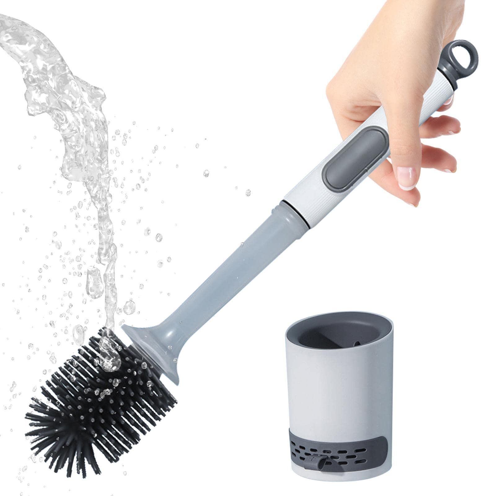 Refillable Toilet Brush Cleaner,Household Silicone Toilet Brush With Soap Dispenser | - Wall Mount Toilet Brush With Liquid, Long Handle Toilet Brush For Bathroom