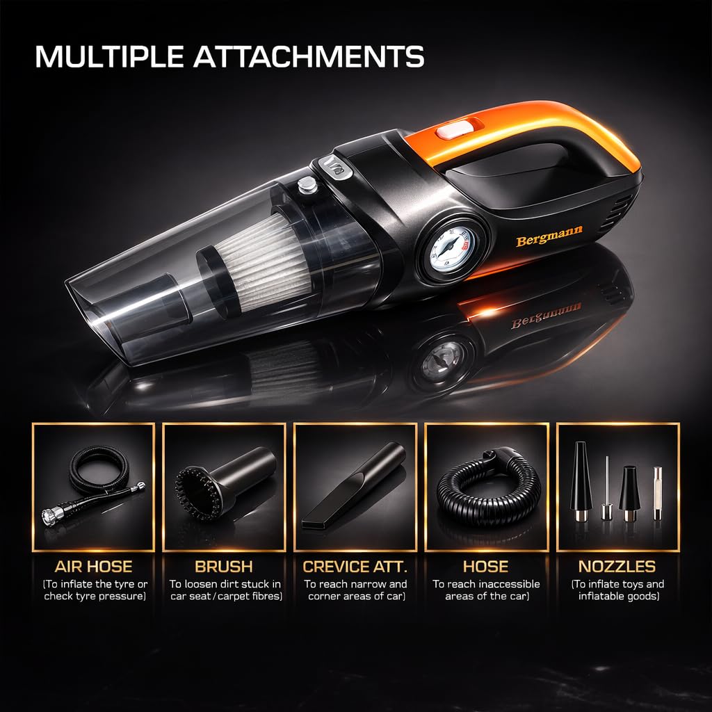 Bergmann CYCLONIC 2-in1 Car Vacuum Cleaner + Inflator