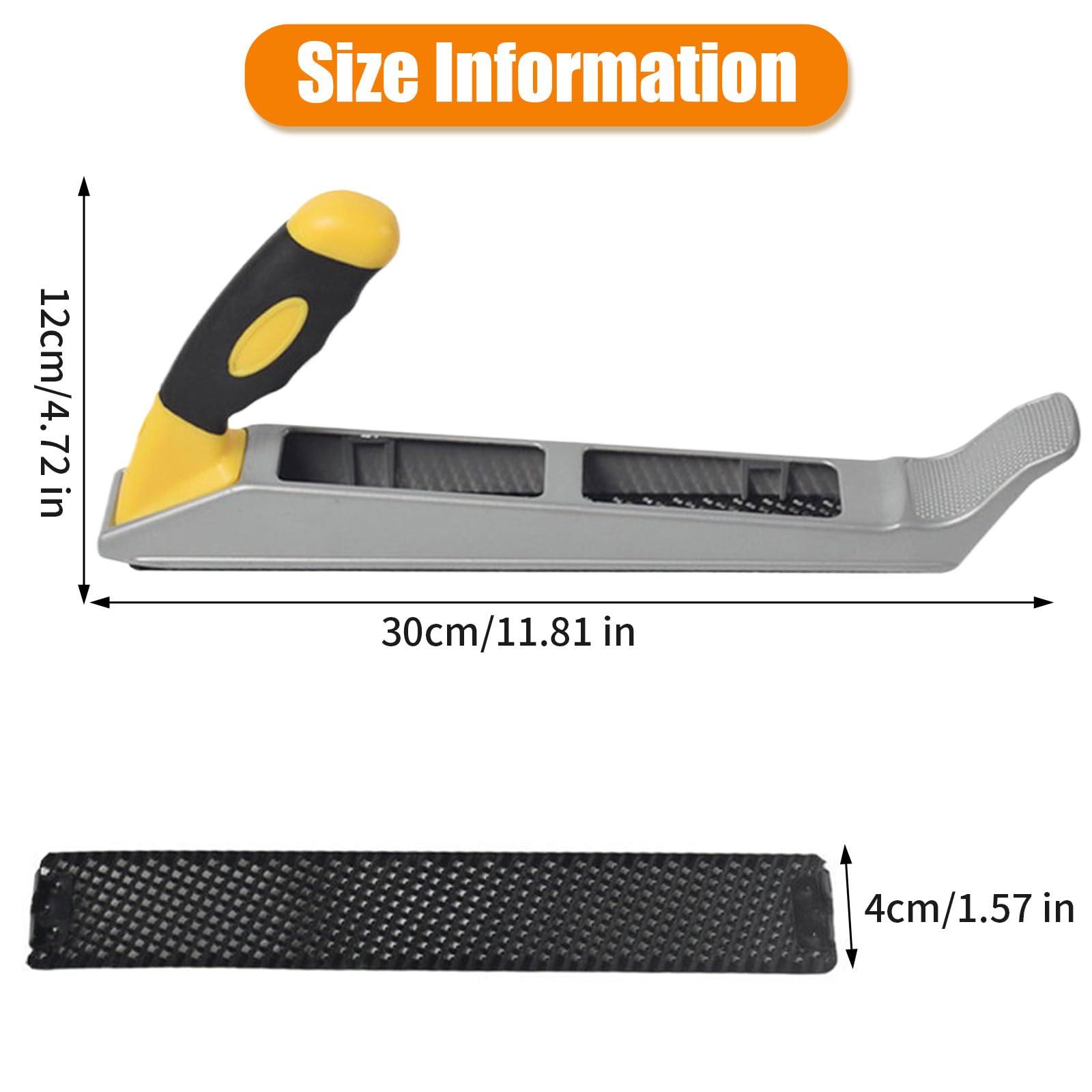 Wood Plane Tools, Metal Surform Block Plane, Stainless Steel File Planer with 2 X 300mm Mesh Blade and Ergonomic Handle - Image 2