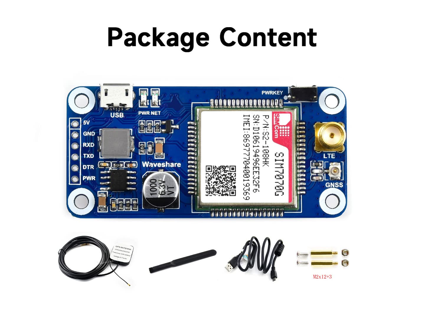 waveshare SIM7070G NB-IoT/Cat-M/GPRS HAT for Raspberry Pi with GNSS Positioning Support Global Band