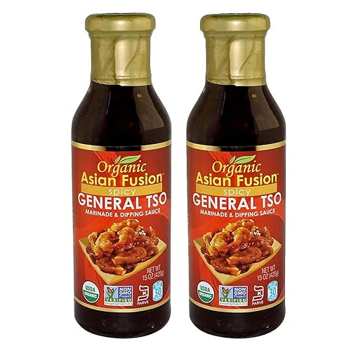 Organic Asian Fusion General Tso Sauce, 15 onzas, sin OMG, certificado orgánico, Kosher y sin gluten (paquete de 2)