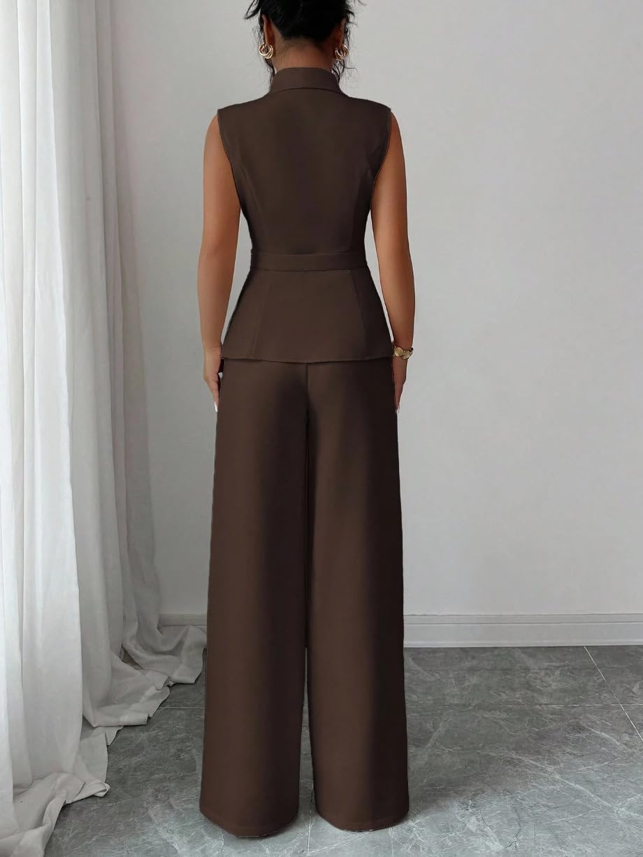 Ensemble Femme Chic Et Elegant Ensemble Deux Pièces Pour Femme Tailleur-Pantalon Deux Pièces Élégant Et Décontracté Idéal Pour Le Travail Ou Le Bureau Parfait Pour Une Invitée À Un Mariage