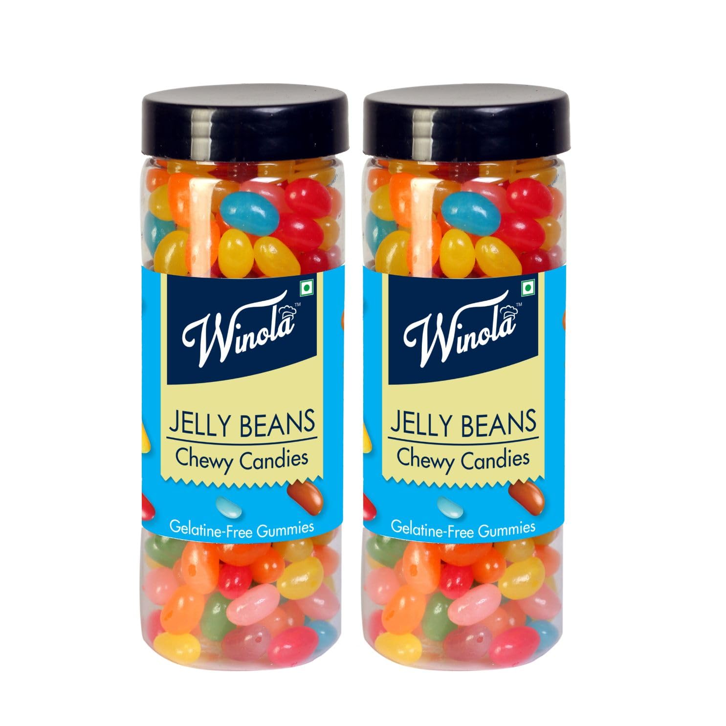 Winola Jelly Beans - Vegetarian, Gelatine free Imported Jelly Candy (280 gm x Pack of 2)