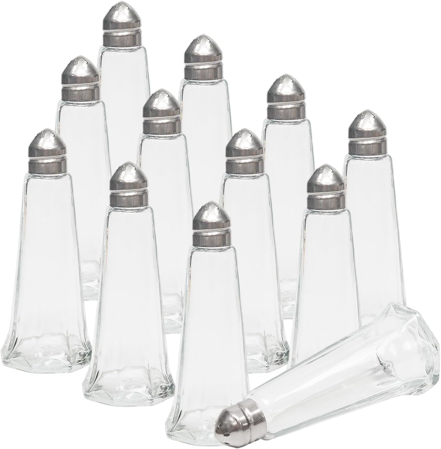 12Pcs Glass Salt and Pepper Shakers Set with Stainless Steel Lids