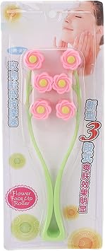 Flower Type Massage Roller, face Massage Roller Plastic Material Letter Shaped face Massager (Pink)