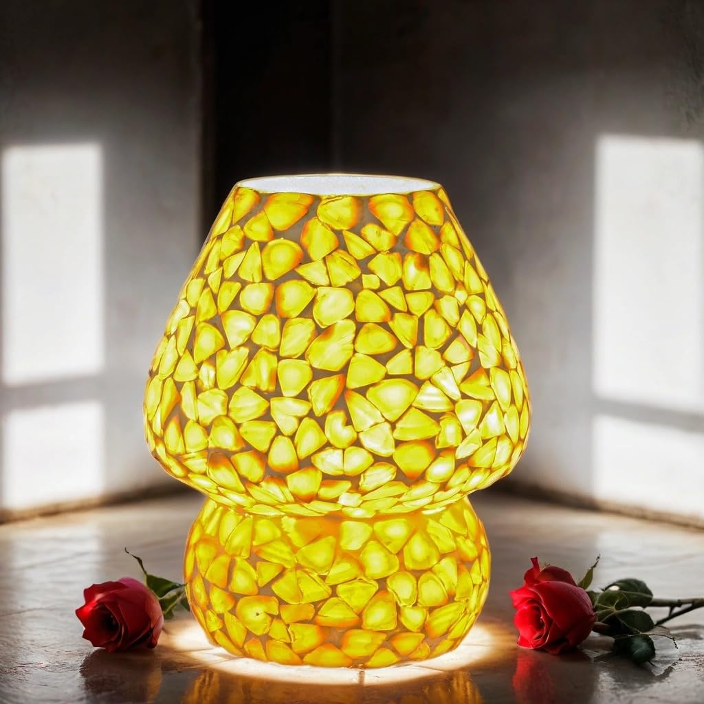 Marrakesch Juego de 2 lámparas de mesa decorativas de estilo boho con mosaico de conchas Aubina -2-