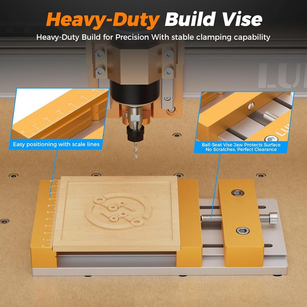 Do frezarek CNC biurkowych – stół roboczy imadła CNC – 20 x 10 cm (7,87 x 3,94), zakres mocowania 136 mm, do projektów obróbki drewna
