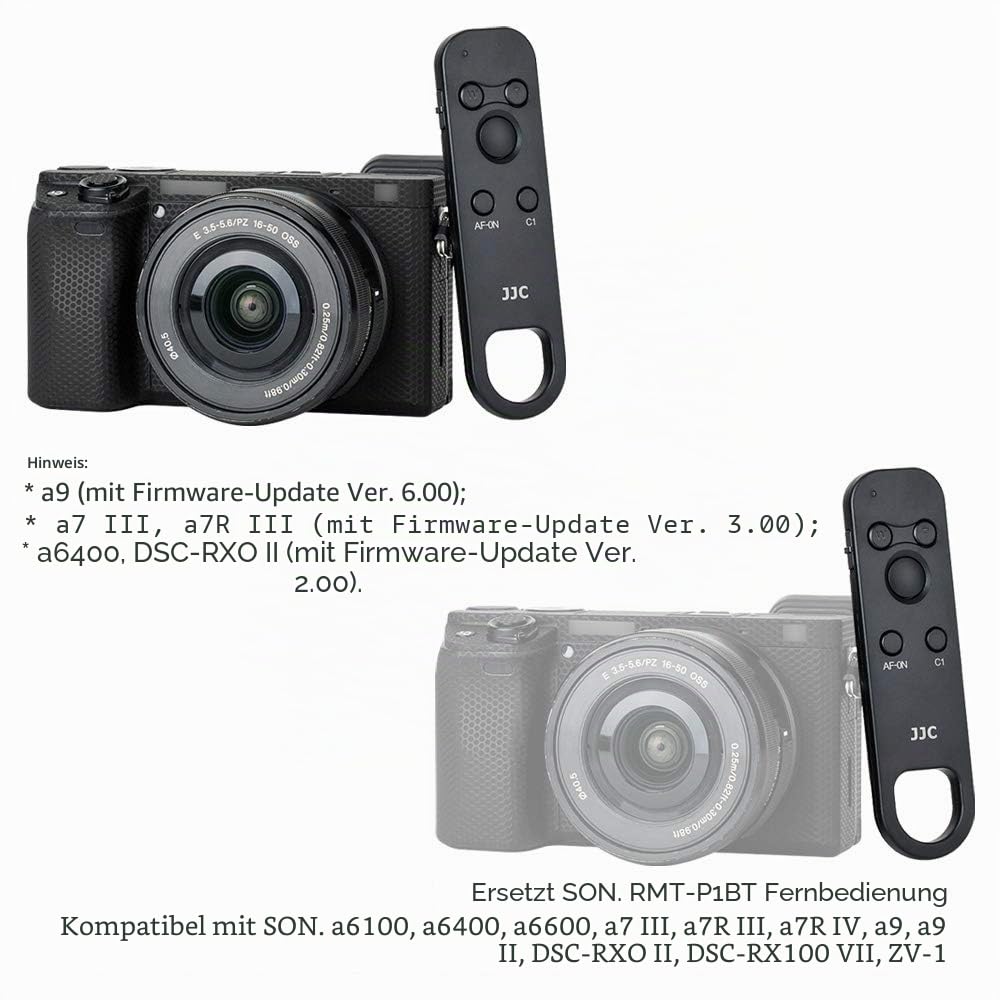 JJC RMT-P1BT Bluetooth Fernbedienung Kabelloser Fernauslöser für A7 IV RX100 VII A6400 A6600 A6700 A6100 ZV-E1 FX30 FX3 ZV-E10 ZV-1 A7 III ZV-1F a7C Kabelloser Auslöser - Ersetzt Sony RMT-P1BT