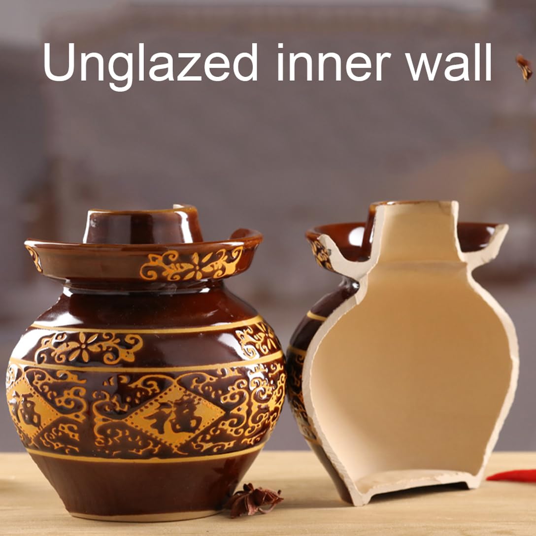 Ceramiczny słoik na marynaty z pokrywkami, duży tradycyjny chiński porcelanowy słoik do marynowania, ceramiczny garnek fermentacyjny z uszczelką wodną pokrywką śluzy powietrznej, garnek z kiszoną