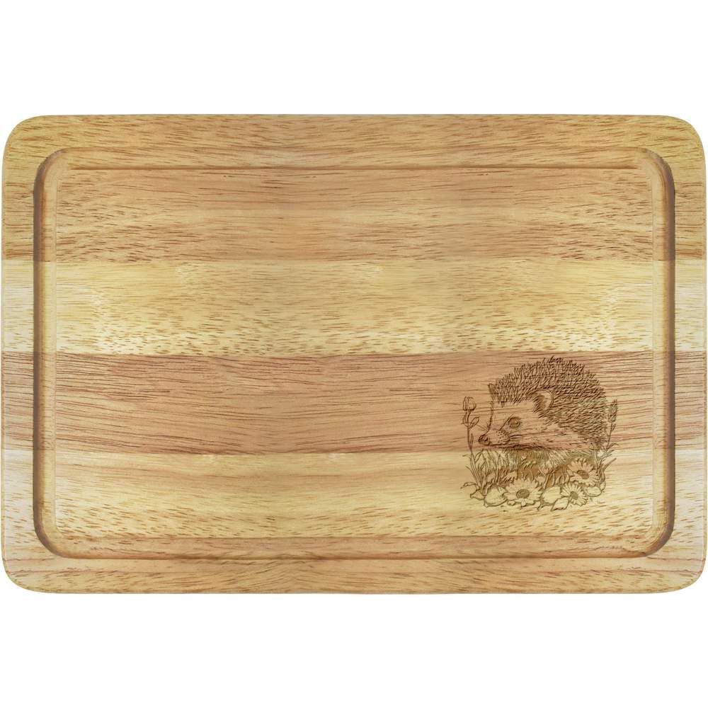 Azeeda 'Hedgehog with Flowers' Wooden Chopping/Cutting Board (WB00078091)