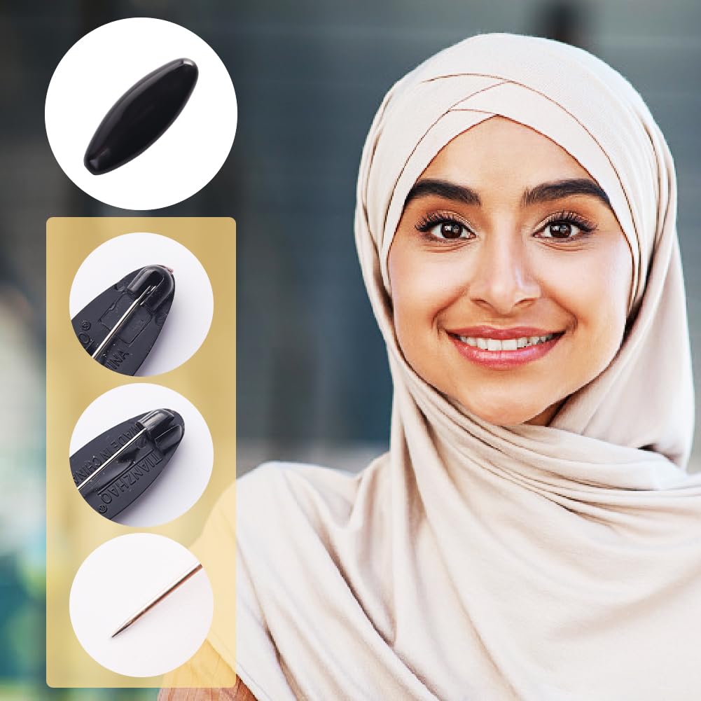 CRASPIRE 16 pz Spille Hijab Spille Spilla Bianche e Nere Hijab Copricapo Ovale in Plastica Spille di Sicurezza Sciarpa Hijab Spilla Fibbie per Donna Accessori per Parrucchiere Donna Musulmana