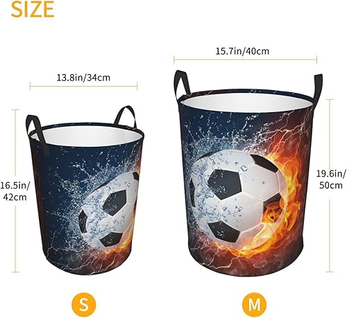 Miniatura 4 de Gbuzozie Balón de fútbol redondo en fuego y agua cesta de lavandería deportiva cesta de almacenamiento de fútbol juguetes organizador de ropa para