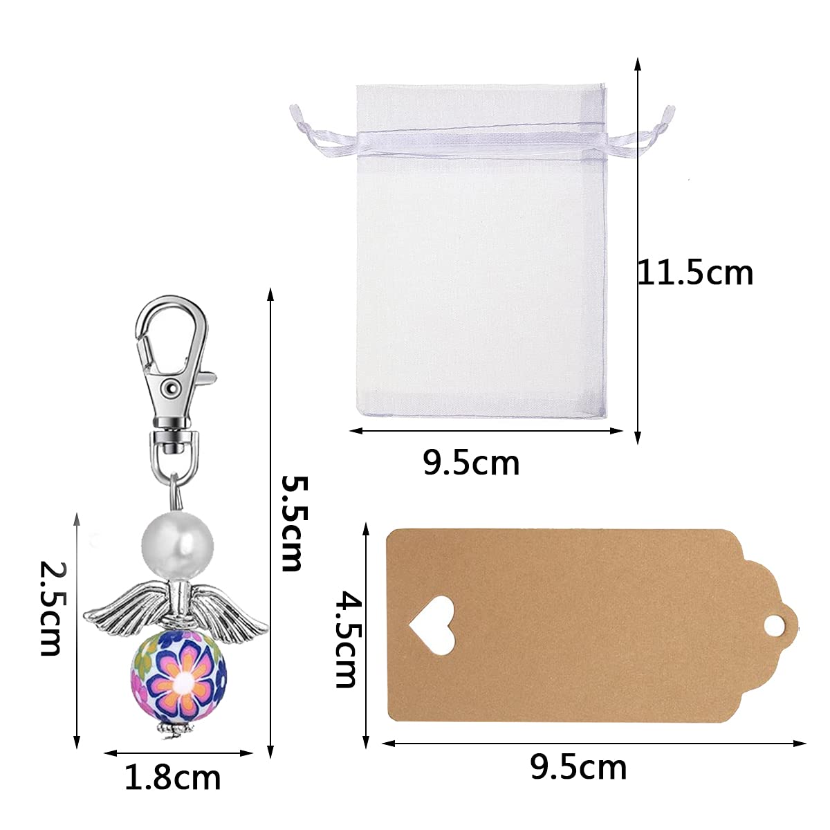 Cutefly 3 Portachiavi Con Angelo Custode, Ciondolo A Fora Di Angelo - Foto 5