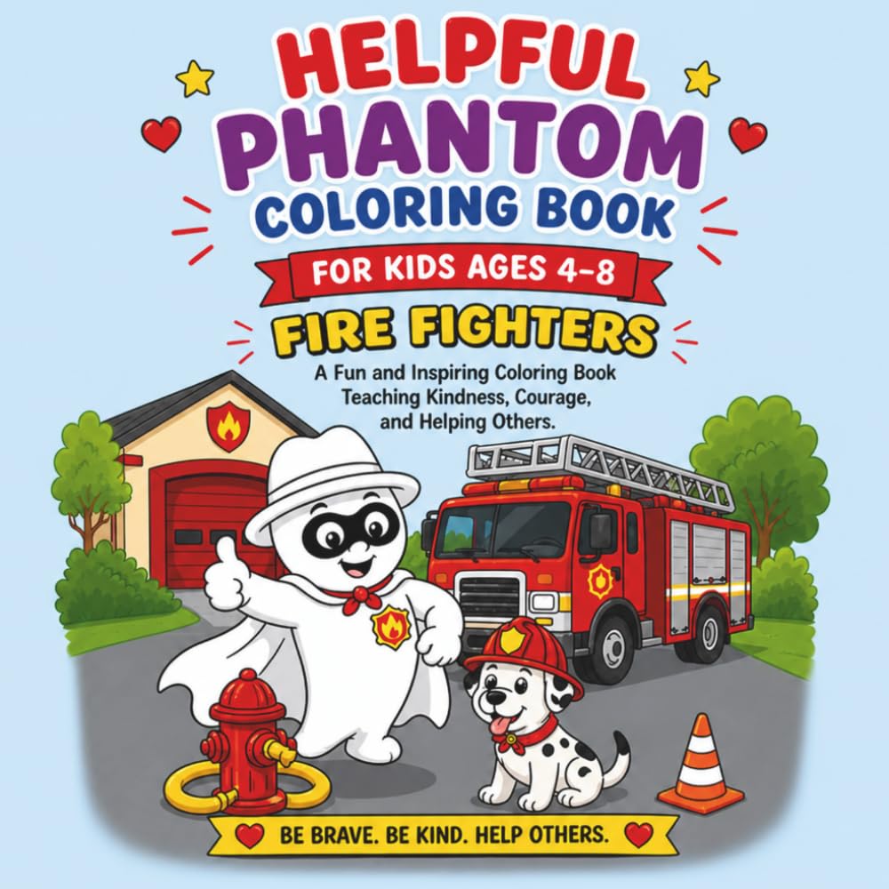 Helpful Phantom Coloring Book for Kids Ages 4–8 | Brave Adventure Helping Heroes | Fun & Easy Coloring Pages with Kindness, Firefighters: A Fun and ... Kindness, Courage, and Helping Others