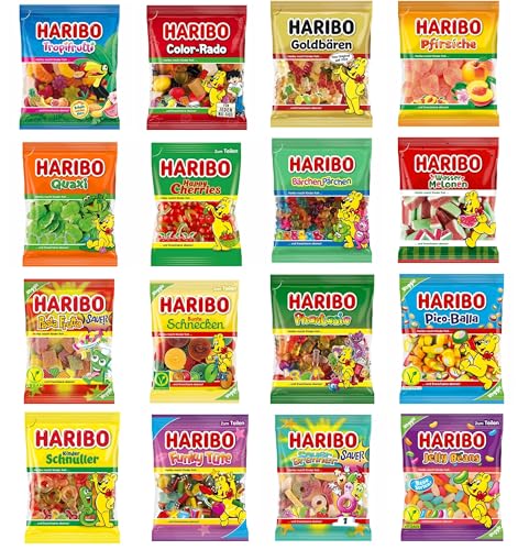 Haribo XXL-Mixpaket ca. 4 kg | Verschiedene Sorten & keine Dopplungen | Fruchtgummis Großpackung mit 22–25 Beuteln à 160–175 g | Geschenk & Karnevals-Wurfmaterial