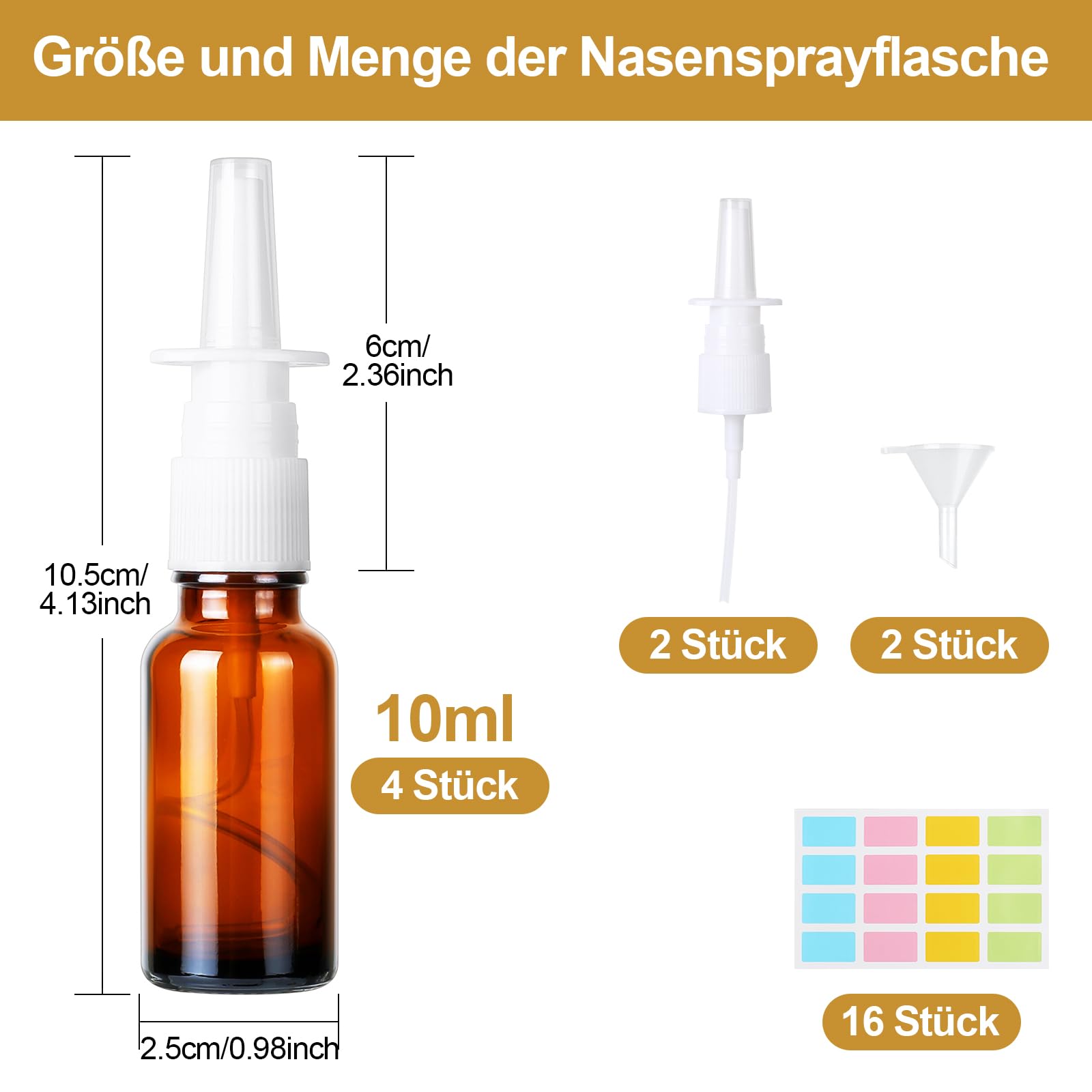 4 Pezzi Bottiglia Spray Nasale, 10ml Flaconi Spray Nasale, Riutilizzabile Spruzzatori Nasali Vuoti, Fine Vetro Nebulizzatore Spray per Profumi, Oli Essenziali, Soluzione Salina