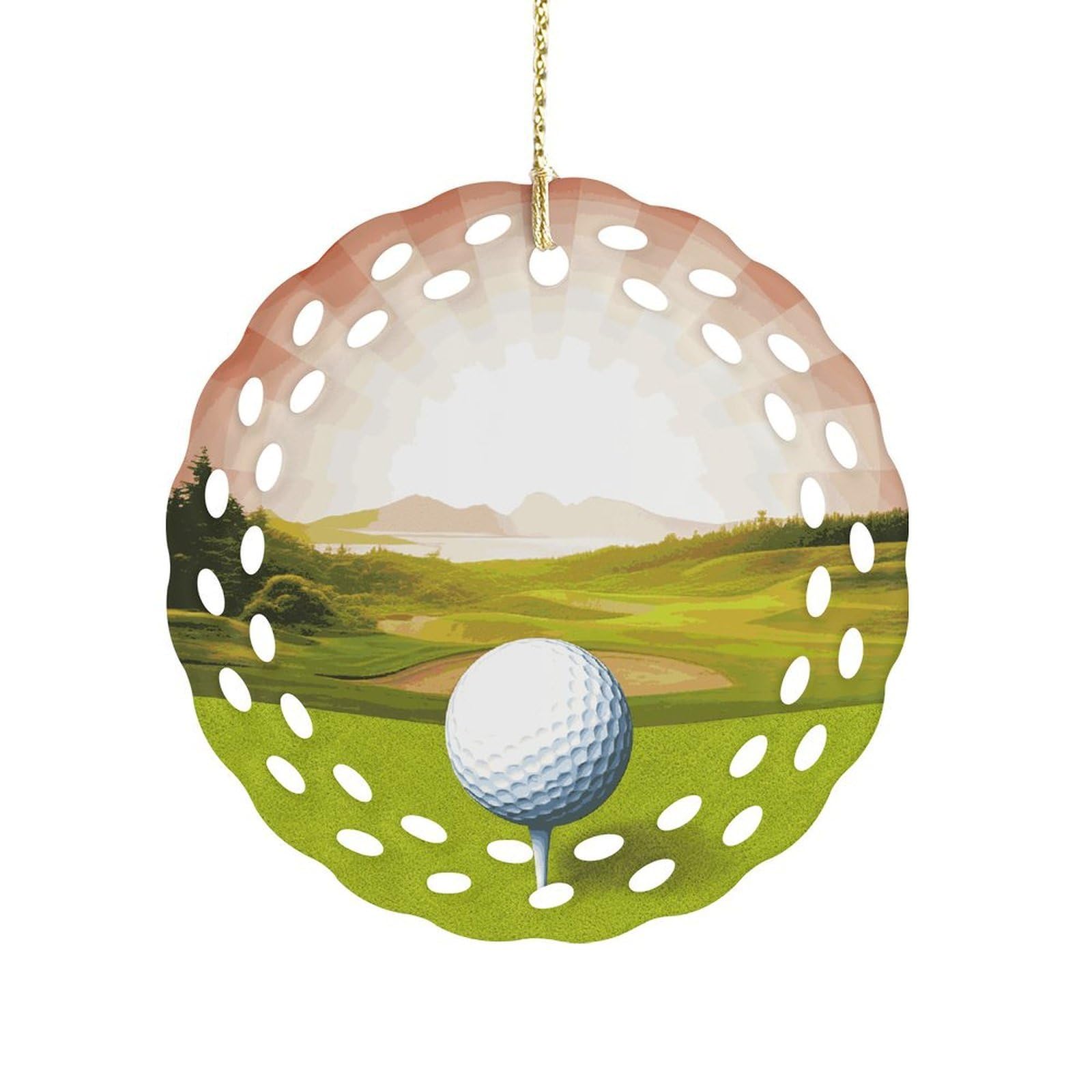 Fekiloot Women's Style Golf Sport Ceramic Ornaments 3 Inch Round,Holiday Keepsake For ,Girls,Pet Owners,Hanging Ornament Gifts Idea For Home