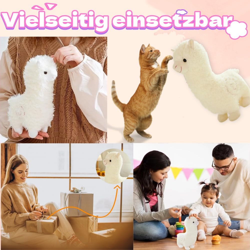 Stand alpaca peluche, alpaca bianco coccolone, lama peluche regalo per i bambini ragazze amanti