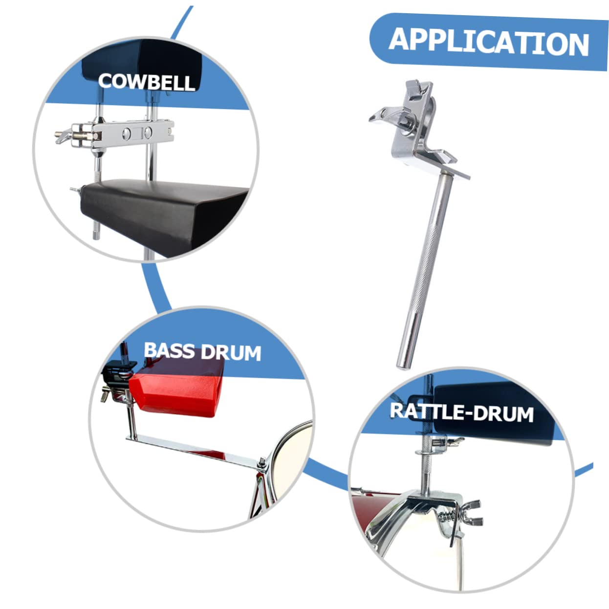 GOOHOCHY Drum Hardware Large Cowbell Holder Clip Bass Drum Hooks Music Instrument Part Cowbell Instrument