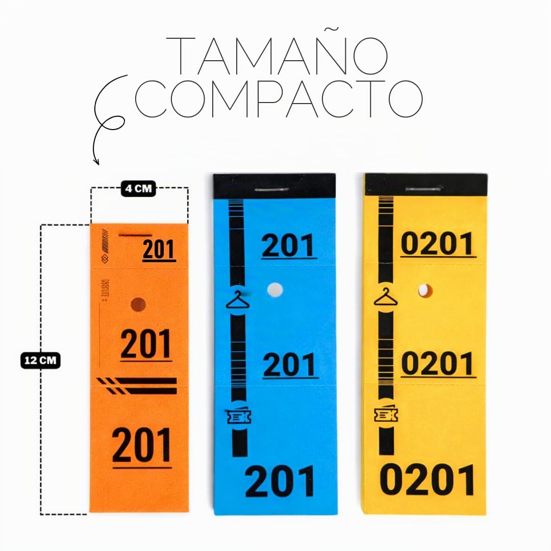 500 ticket Guardarropa vestuario numerado desmontable – 12 x 4 cm papel grueso 120 g/m² – Entradas de vestidor de noche, bar, concierto, festival, asociación, recepción, Made in Italy, naranja