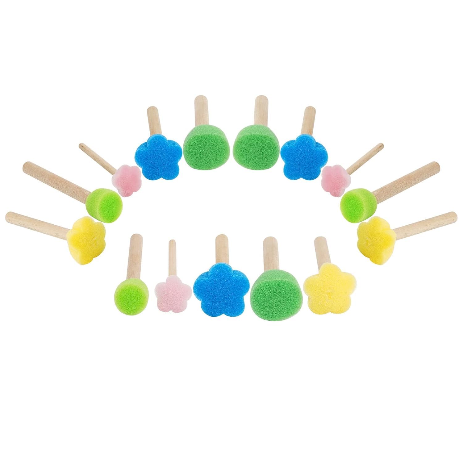Sponge Stamp Set with Wooden Handle for Kids, 10 Pieces | Round & Flower Shapes, DIY Art & Craft, Scrapbooking, Card Making, Children's Paint Stamps-image-21