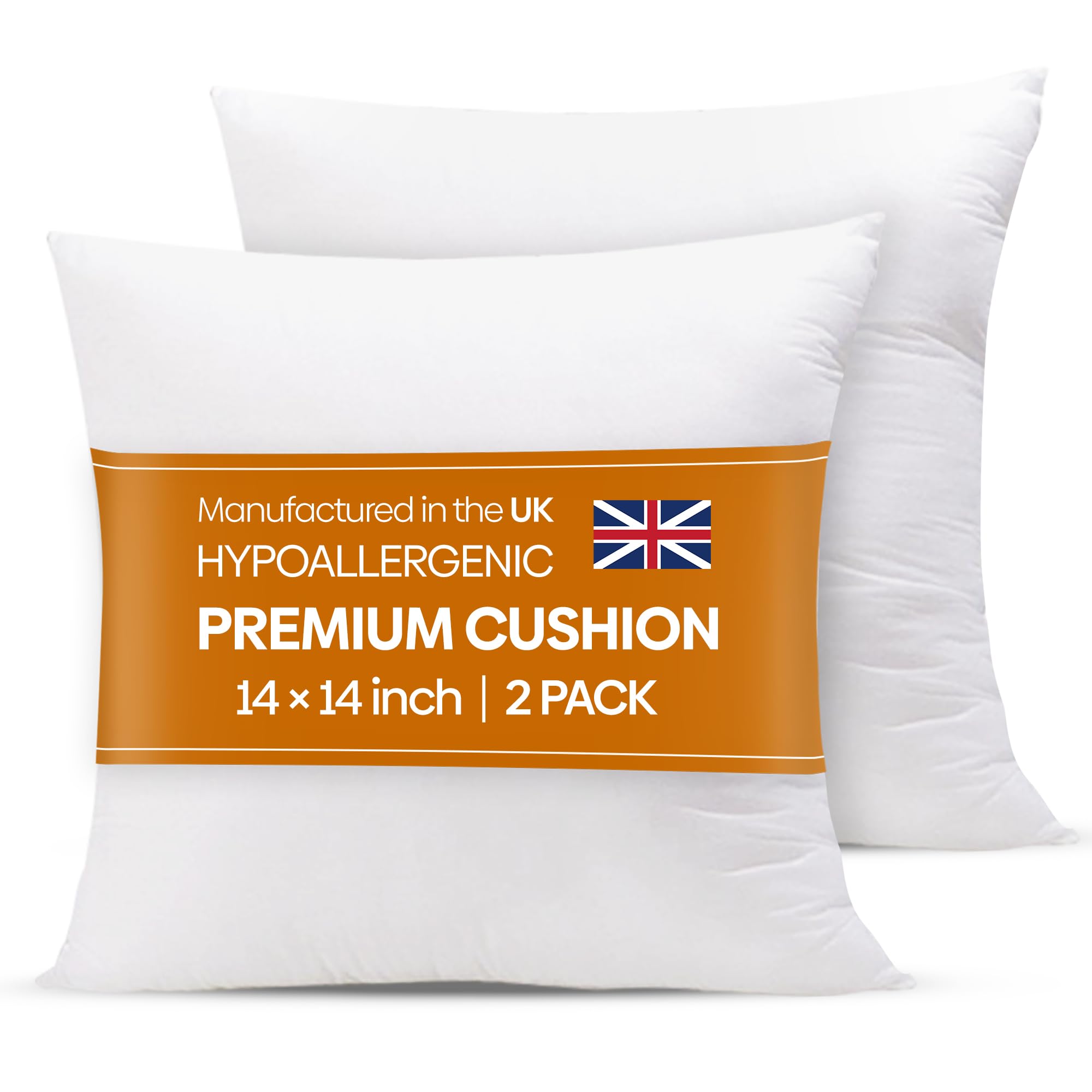 Oliver Bedding Hypoallergenic Premium cushion inserts 2 pack, Hollowfibre Stuffed Square Cushion Pillows for Sofa and Bed, Comfortable Anti Allergenic Pad Stuffer Insert Square Pillow (14 x14 Inch) — image 1
